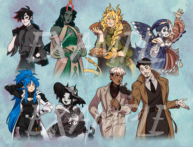 SPR-06: REGULAR HALFBODY - $85 A halfbody (down to thighs / knees) (May feature several characters)