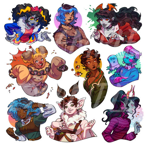 PORT-02: RENDERED PORTRAIT - $70 (Features a single character, but several can be arranged on a sheet)