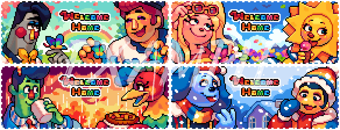 IMG-02: PIXEL STAMP - $70 Can be a simple two-framed GIF (May feature several characters)